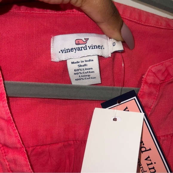 NWT Vineyard Vines Paradise Pink Linen Blend Flutter Sleeve Dress - Picture 4 of 8